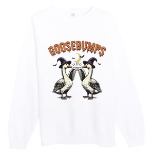 Goosebumps Funny Witch Goose Bumps Puns Halloween Premium Crewneck Sweatshirt