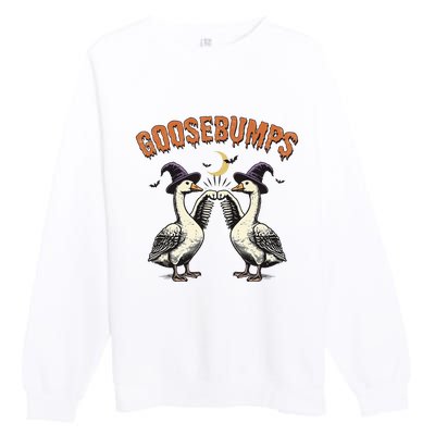 Goosebumps Funny Witch Goose Bumps Puns Halloween Premium Crewneck Sweatshirt