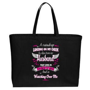 Gift For Wives Loss Husband Memorial My Husband In Heaven Cute Gift Cotton Canvas Jumbo Tote