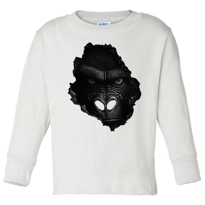 Gorilla Face Wall Animal Print Art Animal Lover Gorilla Toddler Long Sleeve Shirt