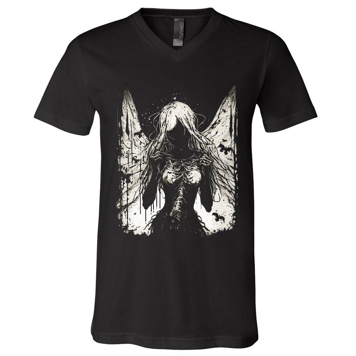 Goth Fairy Witch Fairycore Horror Occult Dark Art Aesthetic V-Neck T-Shirt