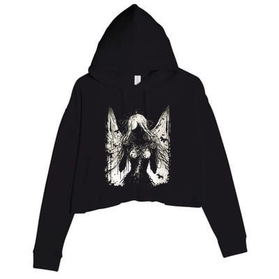 Goth Fairy Witch Fairycore Horror Occult Dark Art Aesthetic Crop Fleece Hoodie