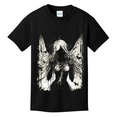 Goth Fairy Witch Fairycore Horror Occult Dark Art Aesthetic Kids T-Shirt