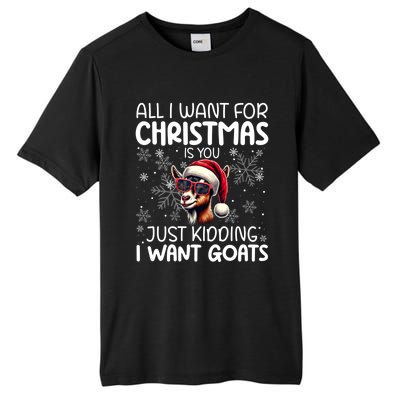 Goat Funny Xmas Santa Hat Sunglasses Snowflakes Goat Lover Funny Gift Tall Fusion ChromaSoft Performance T-Shirt