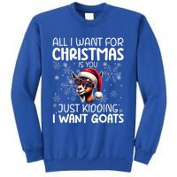 Goat Funny Xmas Santa Hat Sunglasses Snowflakes Goat Lover Funny Gift Sweatshirt