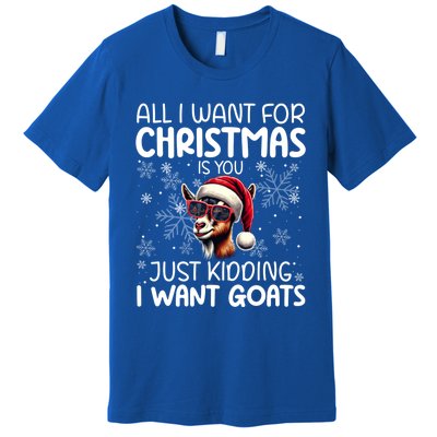 Goat Funny Xmas Santa Hat Sunglasses Snowflakes Goat Lover Funny Gift Premium T-Shirt