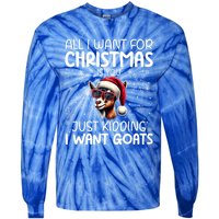 Goat Funny Xmas Santa Hat Sunglasses Snowflakes Goat Lover Funny Gift Tie-Dye Long Sleeve Shirt