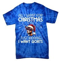 Goat Funny Xmas Santa Hat Sunglasses Snowflakes Goat Lover Funny Gift Tie-Dye T-Shirt