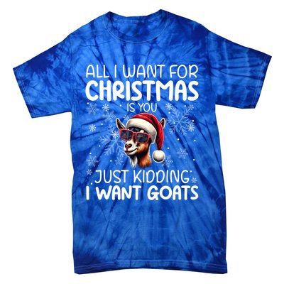 Goat Funny Xmas Santa Hat Sunglasses Snowflakes Goat Lover Funny Gift Tie-Dye T-Shirt