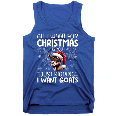 Goat Funny Xmas Santa Hat Sunglasses Snowflakes Goat Lover Funny Gift Tank Top