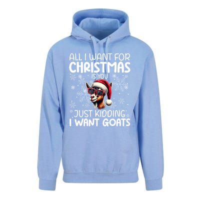 Goat Funny Xmas Santa Hat Sunglasses Snowflakes Goat Lover Funny Gift Unisex Surf Hoodie