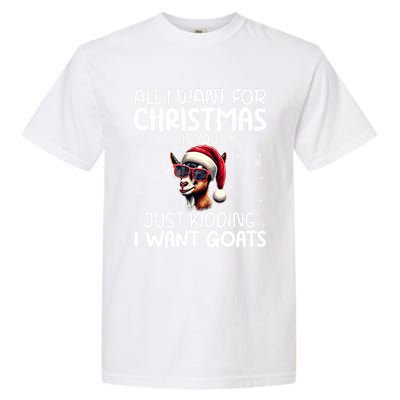 Goat Funny Xmas Santa Hat Sunglasses Snowflakes Goat Lover Funny Gift Garment-Dyed Heavyweight T-Shirt