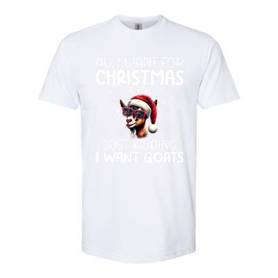 Goat Funny Xmas Santa Hat Sunglasses Snowflakes Goat Lover Funny Gift Softstyle CVC T-Shirt