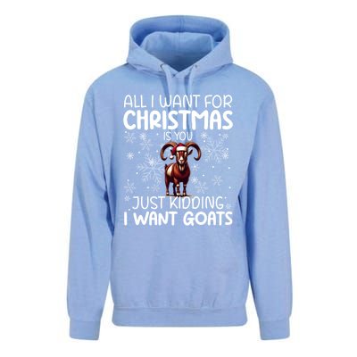 Goat Funny Xmas Sunglasses Santa Hat Snowflakes Novelty Cool Gift Unisex Surf Hoodie