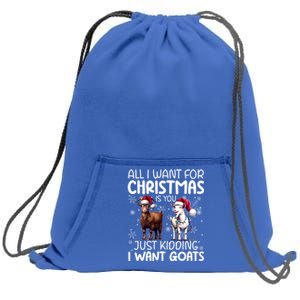 Goat Funny Xmas Sunglasses Santa Hat Snowflakes Novelty Funny Gift Sweatshirt Cinch Pack Bag