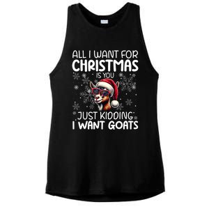 Goat Funny Xmas Santa Hat Sunglasses Snowflakes Goat Lover Gift Ladies PosiCharge Tri-Blend Wicking Tank