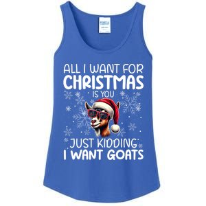 Goat Funny Xmas Santa Hat Sunglasses Snowflakes Goat Lover Gift Ladies Essential Tank