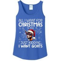 Goat Funny Xmas Santa Hat Sunglasses Snowflakes Goat Lover Gift Ladies Essential Tank