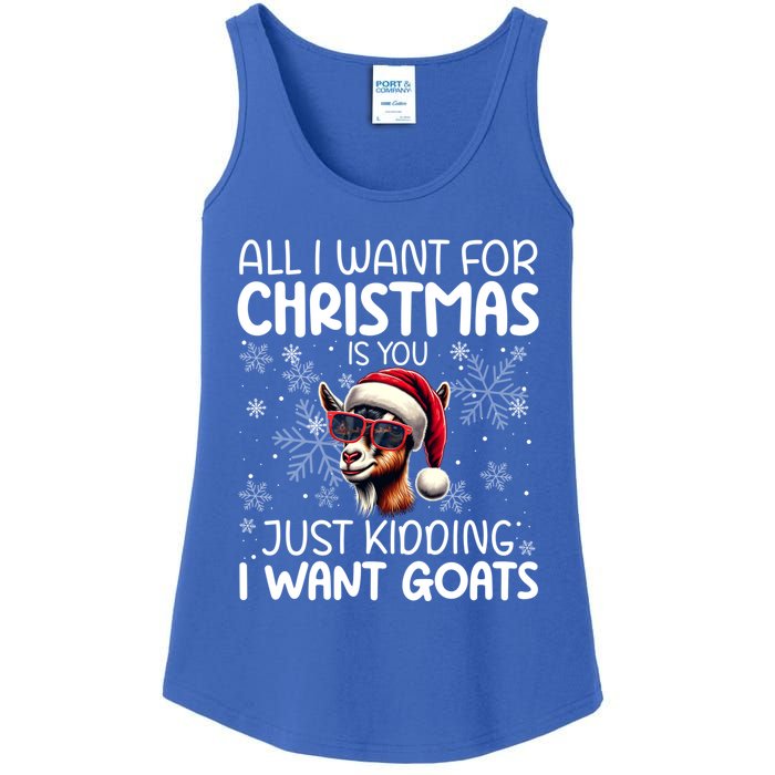 Goat Funny Xmas Santa Hat Sunglasses Snowflakes Goat Lover Gift Ladies Essential Tank