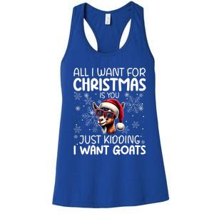 Goat Funny Xmas Santa Hat Sunglasses Snowflakes Goat Lover Gift Women's Racerback Tank