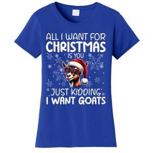 Goat Funny Xmas Santa Hat Sunglasses Snowflakes Goat Lover Gift Women's T-Shirt