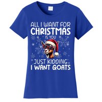 Goat Funny Xmas Santa Hat Sunglasses Snowflakes Goat Lover Gift Women's T-Shirt