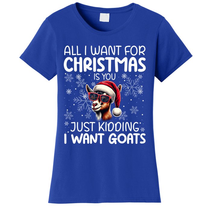 Goat Funny Xmas Santa Hat Sunglasses Snowflakes Goat Lover Gift Women's T-Shirt