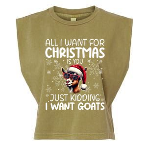 Goat Funny Xmas Santa Hat Sunglasses Snowflakes Goat Lover Gift Garment-Dyed Women's Muscle Tee