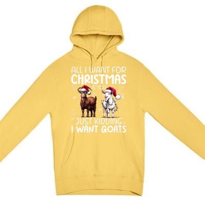 Goat Funny Xmas Sunglasses Santa Hat Snowflakes Novelty Meaningful Gift Premium Pullover Hoodie