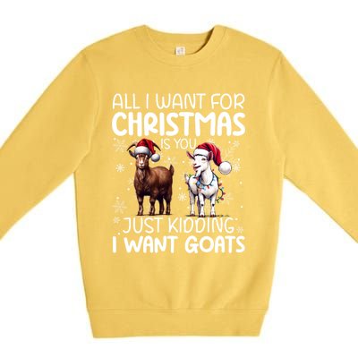 Goat Funny Xmas Sunglasses Santa Hat Snowflakes Novelty Meaningful Gift Premium Crewneck Sweatshirt