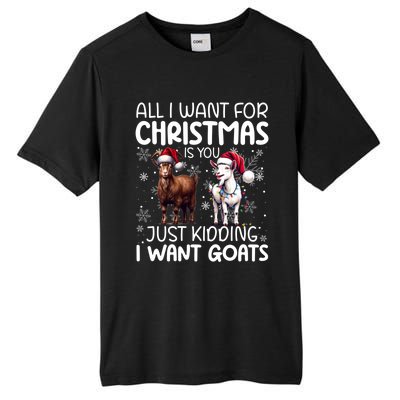 Goat Funny Xmas Sunglasses Santa Hat Snowflakes Novelty Meaningful Gift Tall Fusion ChromaSoft Performance T-Shirt