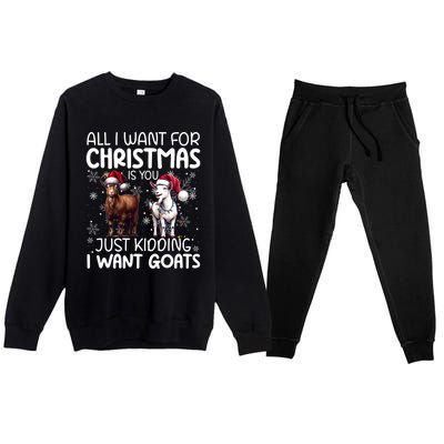 Goat Funny Xmas Sunglasses Santa Hat Snowflakes Novelty Meaningful Gift Premium Crewneck Sweatsuit Set