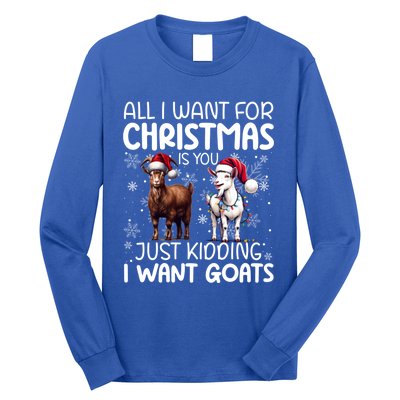 Goat Funny Xmas Sunglasses Santa Hat Snowflakes Novelty Meaningful Gift Long Sleeve Shirt