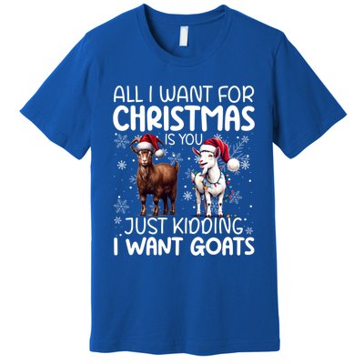 Goat Funny Xmas Sunglasses Santa Hat Snowflakes Novelty Meaningful Gift Premium T-Shirt