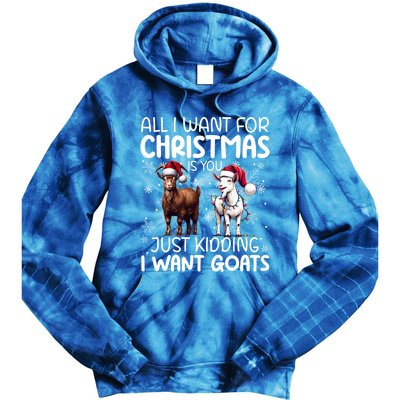 Goat Funny Xmas Sunglasses Santa Hat Snowflakes Novelty Meaningful Gift Tie Dye Hoodie