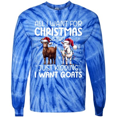 Goat Funny Xmas Sunglasses Santa Hat Snowflakes Novelty Meaningful Gift Tie-Dye Long Sleeve Shirt