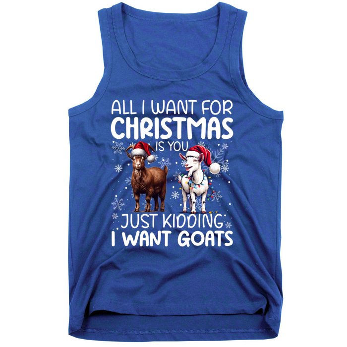 Goat Funny Xmas Sunglasses Santa Hat Snowflakes Novelty Meaningful Gift Tank Top