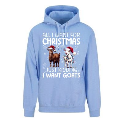 Goat Funny Xmas Sunglasses Santa Hat Snowflakes Novelty Meaningful Gift Unisex Surf Hoodie