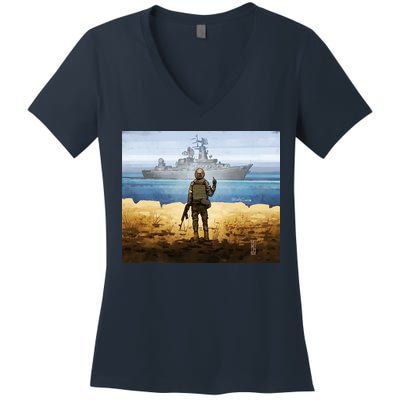 Go F Yourself Postage Stamp Women's V-Neck T-Shirt