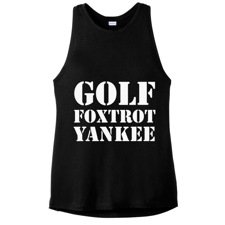 Golf Foxtrot Yankee GFY Funny Military Rude Ladies PosiCharge Tri-Blend Wicking Tank