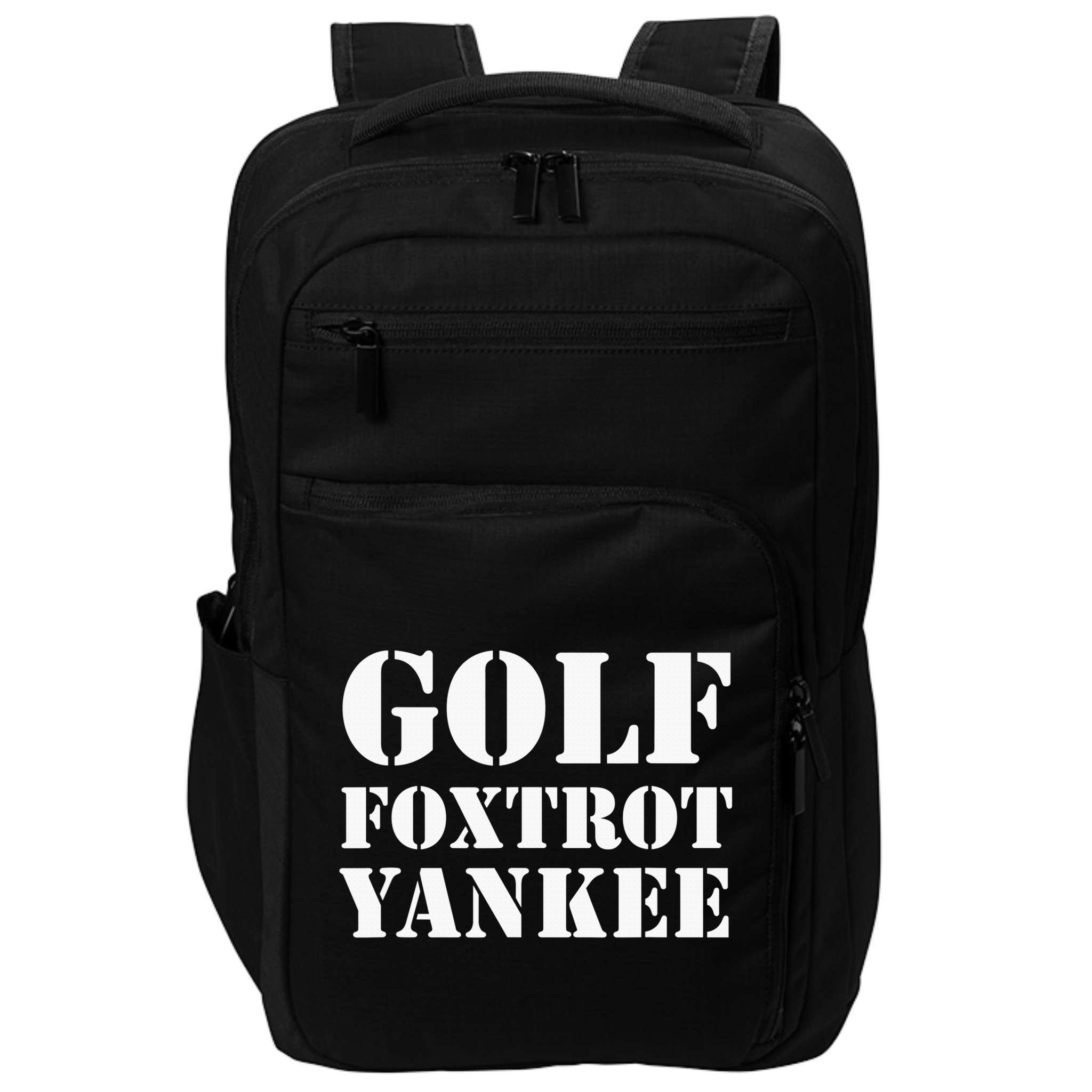 Golf Foxtrot Yankee GFY Funny Military Rude Impact Tech Backpack