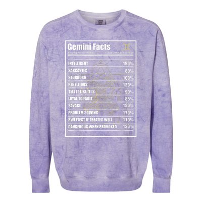 Gemini Facts Zodiac Sign Colorblast Crewneck Sweatshirt