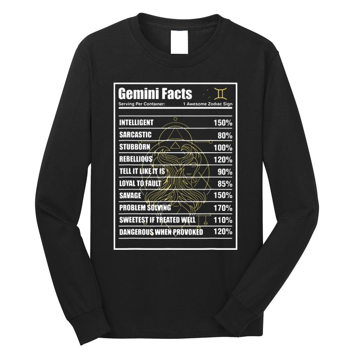 Gemini Facts Zodiac Sign Long Sleeve Shirt