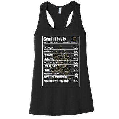 Gemini Facts Zodiac Sign Women's Racerback Tank