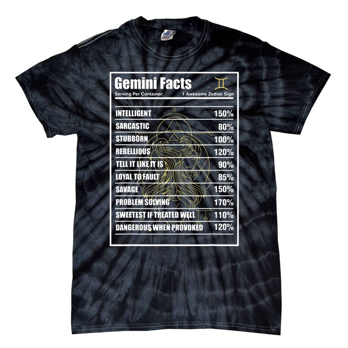 Gemini Facts Zodiac Sign Tie-Dye T-Shirt