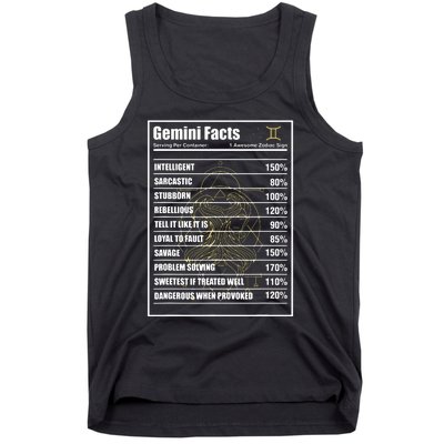 Gemini Facts Zodiac Sign Tank Top