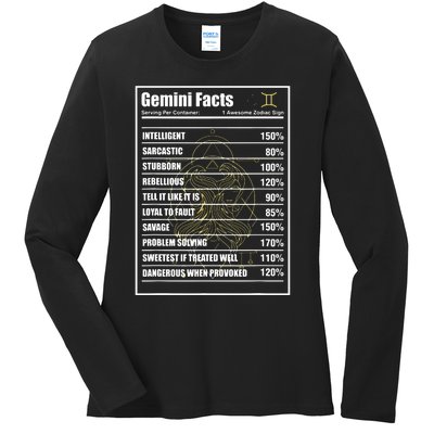 Gemini Facts Zodiac Sign Ladies Long Sleeve Shirt