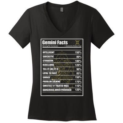 Gemini Facts Zodiac Sign Women's V-Neck T-Shirt