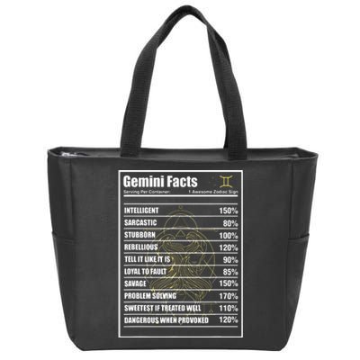 Gemini Facts Zodiac Sign Zip Tote Bag