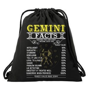 Gemini Facts Zodiac Signs Funny Birthday Gifts Men Women Drawstring Bag